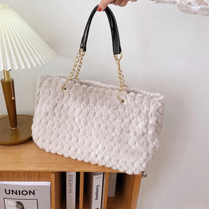 Leopard Women's Handbag Large Capacity Shoulder Bags Winter Plush