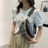 Leopard Thick Chain Fanny Packs Belt Pouch Waist Bag Women?s PU Leather