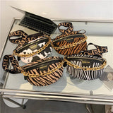Leopard Thick Chain Fanny Packs Belt Pouch Waist Bag Women?s PU Leather