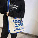 Women's Letter Canvas Crossbody Bag Tote Shopping Eco Bag