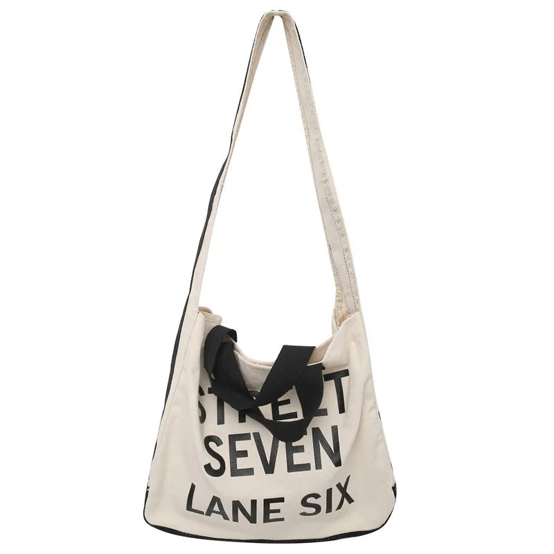 Women's Letter Canvas Crossbody Bag Tote Shopping Eco Bag