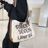 Women's Letter Canvas Crossbody Bag Tote Shopping Eco Bag