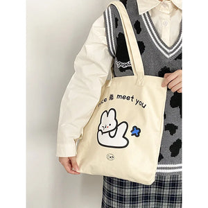 Letter Cartoon Prints Women's Shoulder Bag Rabbit Underarm Bag for Girls