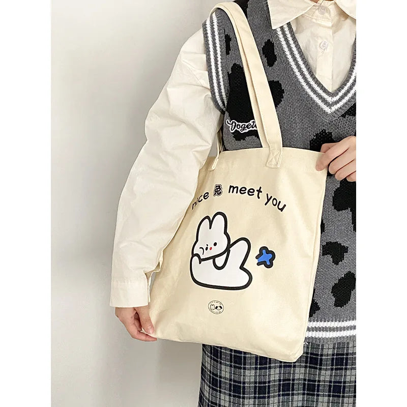 Letter Cartoon Prints Women's Shoulder Bag Rabbit Underarm Bag for Girls