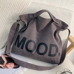 Letter Decors Canvas Bag for Women Large Capacity Casual Shoulder Bag