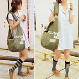 Letter Decors Canvas Shoulder Bag Large Capacity Tote Bag