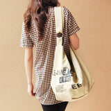 Letter Women Canvas Shopping Shoulder Bag Female Crossbody Bags