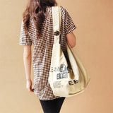 Letter Women Canvas Shopping Shoulder Bag Female Crossbody Bags