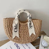 Semi-Circle Fairy Straw Woven Bags for Ladies