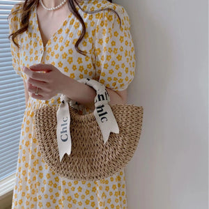 Semi-Circle Fairy Straw Woven Bags for Ladies