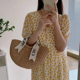 Semi-Circle Fairy Straw Woven Bags for Ladies