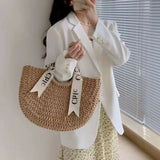 Semi-Circle Fairy Straw Woven Bags for Ladies