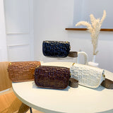 Embossed Women's Crossbody Bag Wide Strap Shoulder Bag Leather Handbag