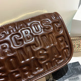 Embossed Women's Crossbody Bag Wide Strap Shoulder Bag Leather Handbag