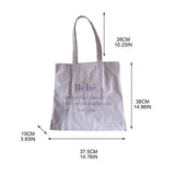 Letter Embroidery Canvas Shoulder Bag Women Girls Student Book Tote Handbag
