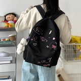 Letter Embroidery School Backpack For Teenage Girls Waterproof Nylon Bagpack