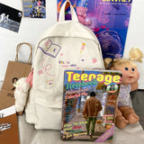 Letter Embroidery School Backpack For Teenage Girls Waterproof Nylon Bagpack