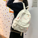 Letter Embroidery School Backpack For Teenage Girls Waterproof Nylon Bagpack