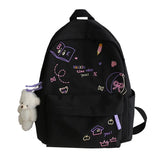 Letter Embroidery School Backpack For Teenage Girls Waterproof Nylon Bagpack