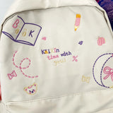 Letter Embroidery School Backpack For Teenage Girls Waterproof Nylon Bagpack