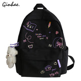 Letter Embroidery School Backpack For Teenage Girls Waterproof Nylon Bagpack