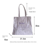 Letter Embroidery Women's Canvas Bag Style Shoulder Bag Large Capacity