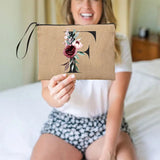 Flower Linen Makeup Clutch Bag Holiday Travel Organizer Case