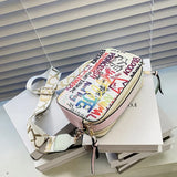 Letter Graffiti PU Leather Crossbody Bag for Women