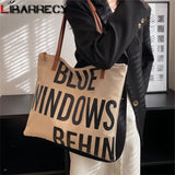 Letter Pattern High Canvas Women's Bag Large Capacity Ladies Shoulder Bag