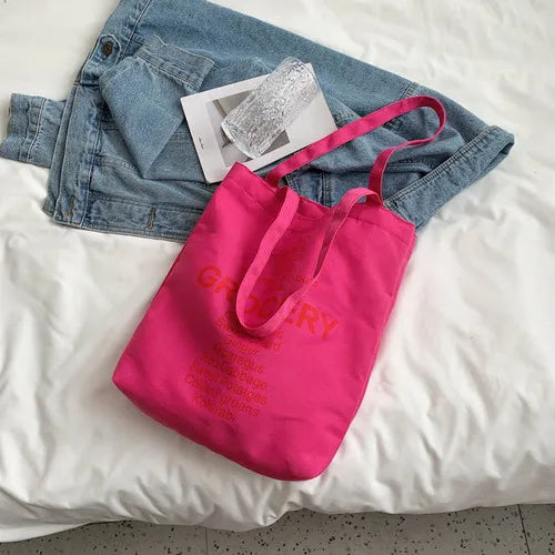 Girls Canvas Handbag Large Capacity Women Tote Shoulder Bag