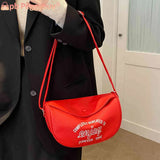 Letter Printed Crossbody Bag PU Leather Soft Large