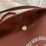 Letter Printed Crossbody Bag PU Leather Soft Large
