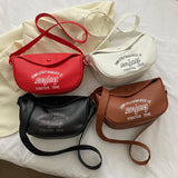 Letter Printed Crossbody Bag Underarm Bag PU Leather Casual Portable
