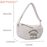 Letter Printed Crossbody Bag PU Leather Soft Large