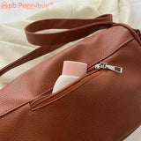 Letter Printed Crossbody Bag PU Leather Soft Large