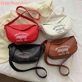 Letter Printed Crossbody Bag PU Leather Soft Large
