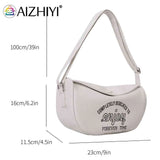 Letter Printed Shoulder Bag Commute Bag PU Leather Casual Portable Soft Large Ca