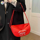 Letter Printed Shoulder Bag Commute Bag PU Leather Casual Portable Soft Large Ca