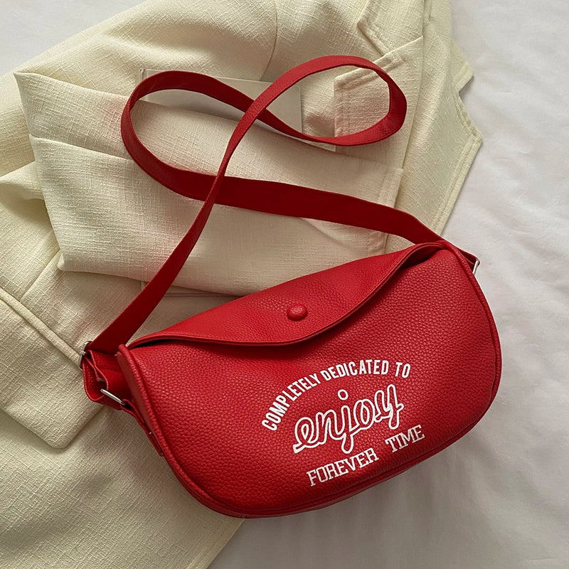 Letter Printed Shoulder Bag Crossbody Bag PU Leather Large Capacity