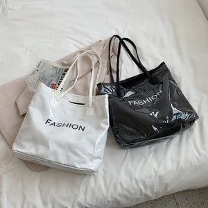 Women PVC Reusable Shopping Bag Clear Beach Tote Bag Waterproof