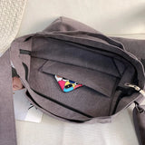 Men's Printed Canvas Shoulder Bag with Large Capacity