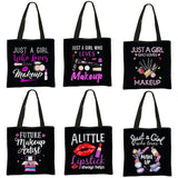 Makeup Print Tote Bag Women Handbag Reusable Shopping Bag Shoulder Bags