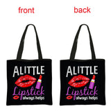 Makeup Print Tote Bag Women Handbag Reusable Shopping Bag Shoulder Bags
