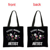 Makeup Print Tote Bag Women Handbag Reusable Shopping Bag Shoulder Bags