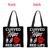 Makeup Print Tote Bag Women Handbag Reusable Shopping Bag Shoulder Bags