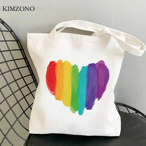 LGBT Pride Rainbow Reusable Shopper Jute Bag Handbag Bolsa Reciclaje