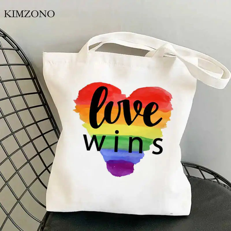 LGBT Pride Rainbow Reusable Shopper Jute Bag Handbag Bolsa Reciclaje