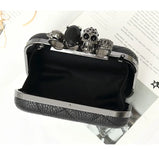 Lichee Pattern PU Women Clutches Bag Purses Knuckle Rings Bride Clutch