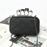 Lichee Pattern PU Women Clutches Bag Purses Knuckle Rings Bride Clutch