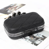 Lichee Pattern PU Women Clutches Bag Purses Knuckle Rings Bride Clutch